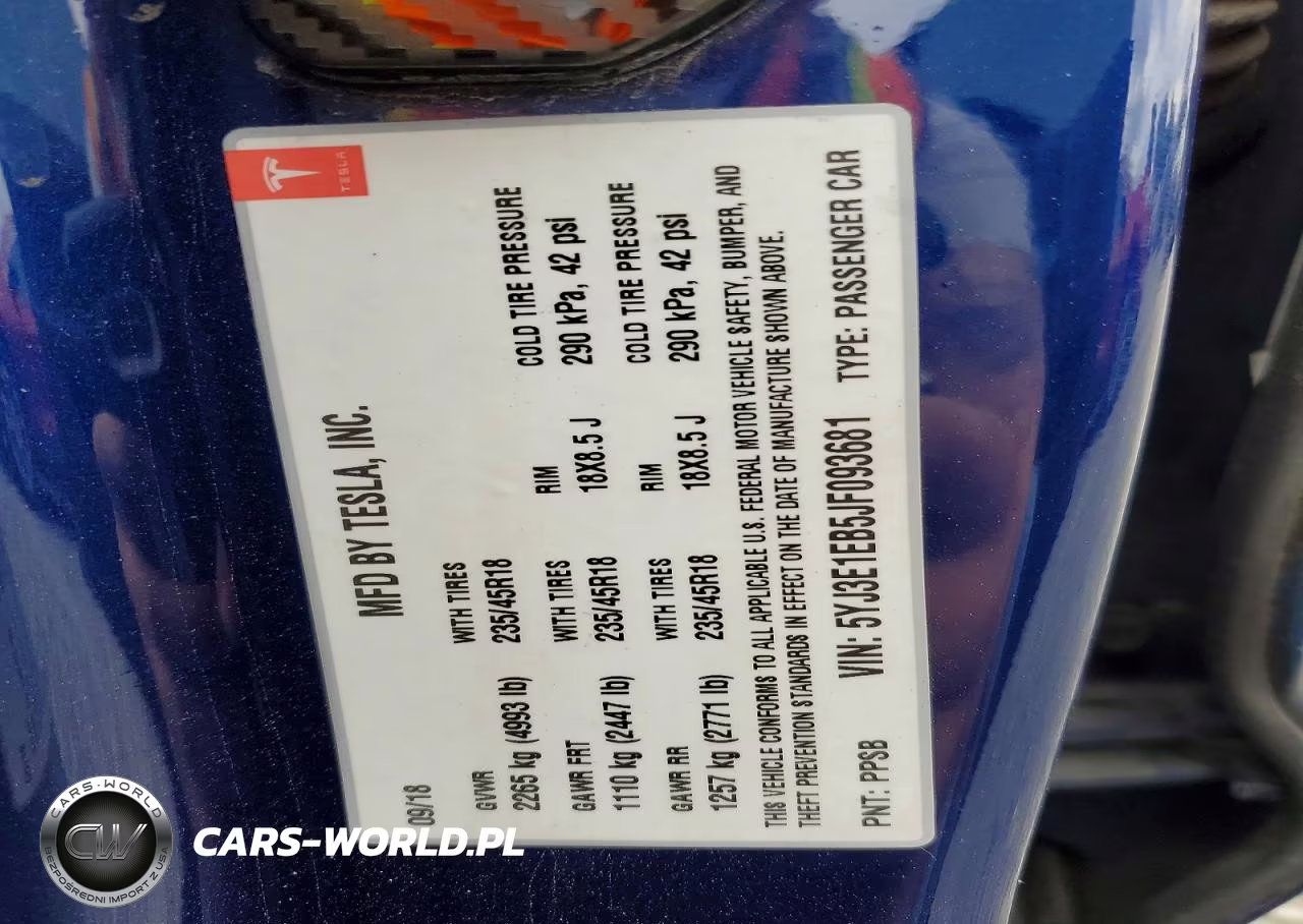 2018 Tesla Model 3 VIN:5YJ3E1EB5JF093681 - 12