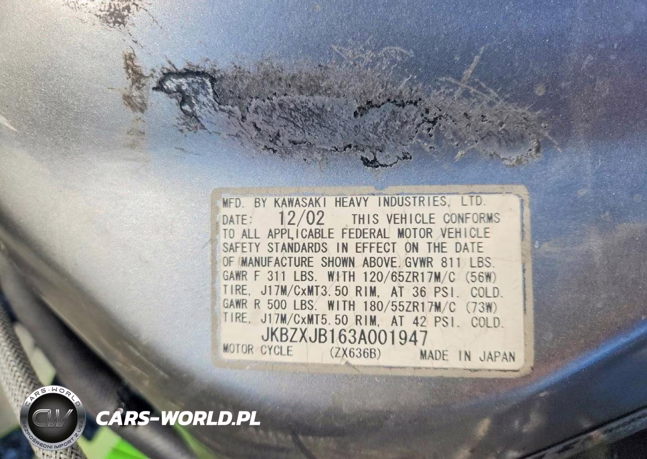 2003 Kawasaki Zx636 B1 VIN:JKBZXJB163A001947 - 10