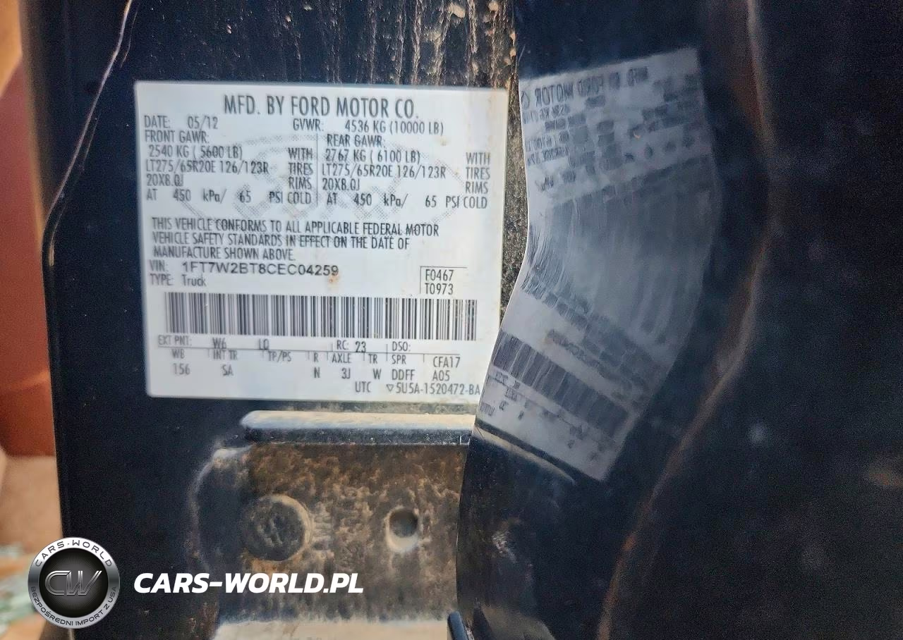 2012 Ford F250 Super Duty VIN:1FT7W2BT8CEC04259 - 12