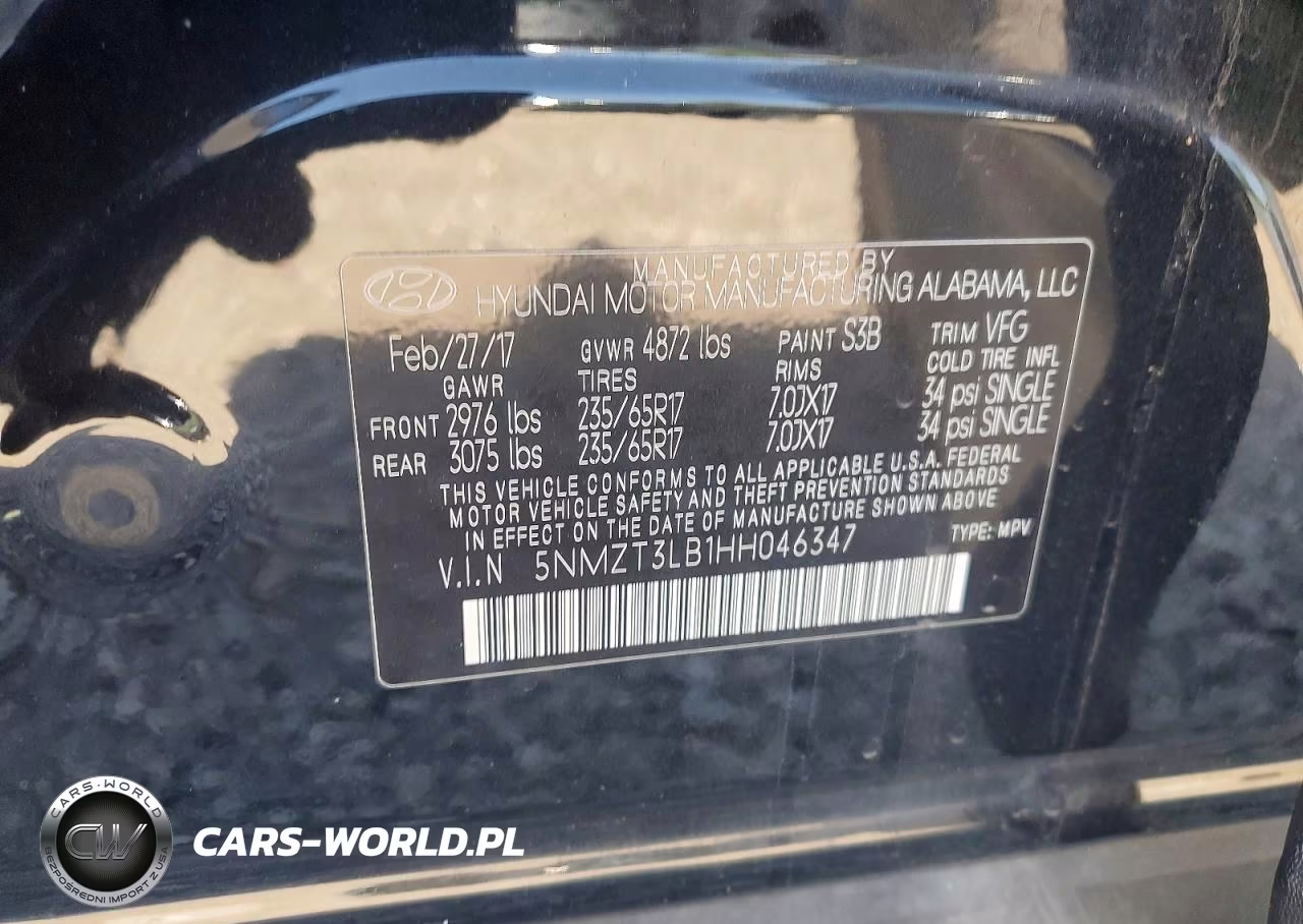 2017 Hyundai Santa Fe Sport 2.4L VIN:5NMZT3LB1HH046347 - 14