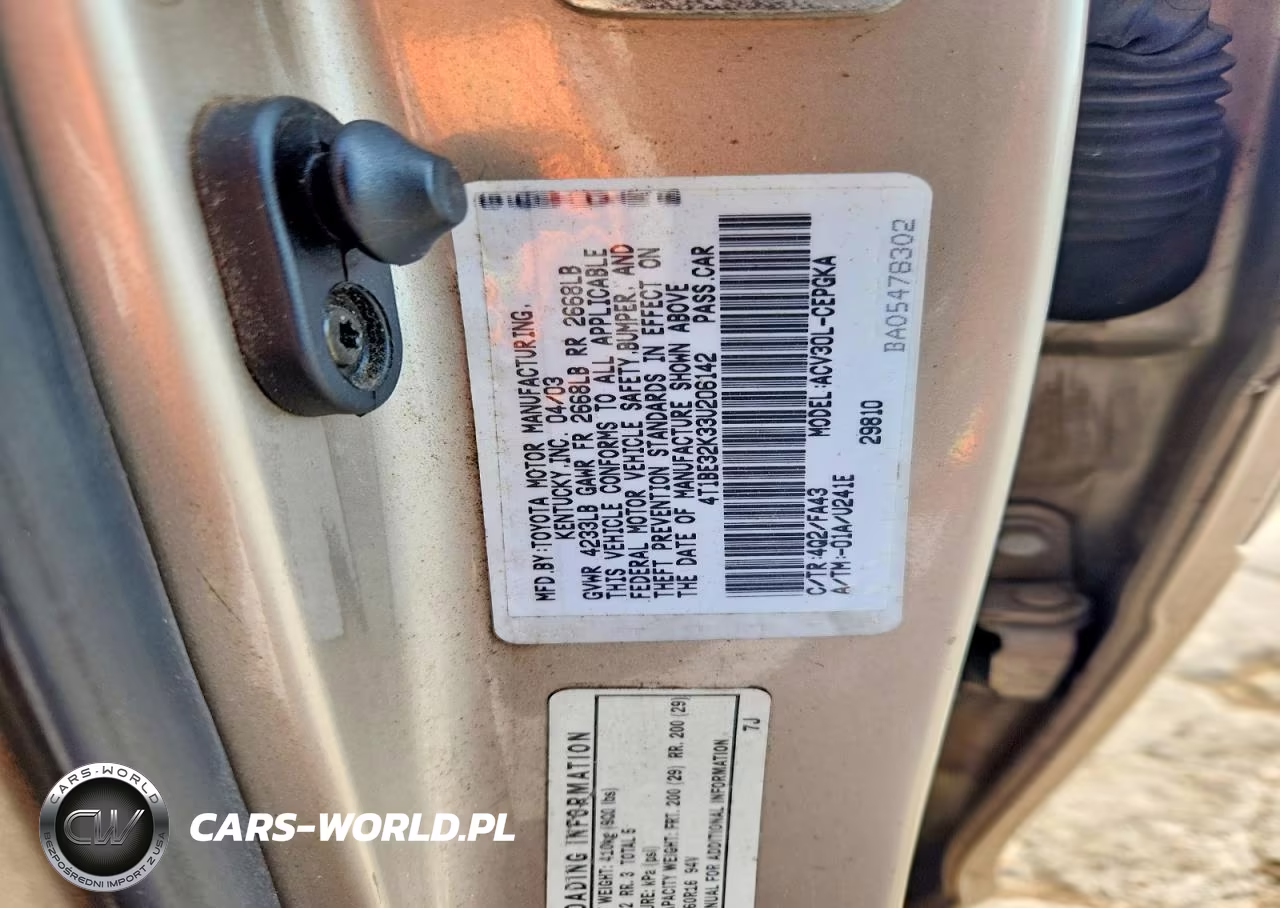 2003 Toyota Camry Xle VIN:4T1BE32K33U206142 - 13