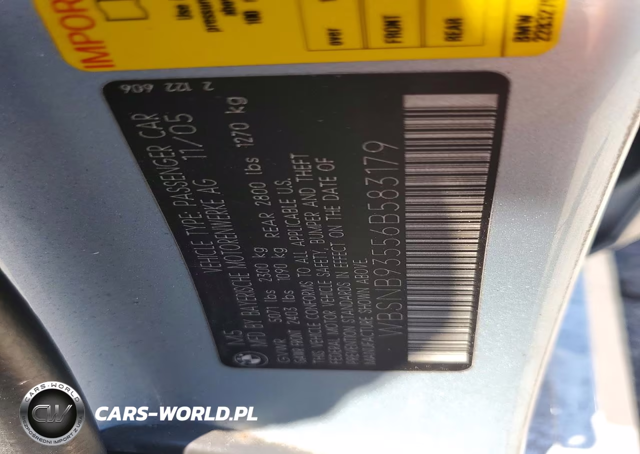 2006 BMW M5 VIN:WBSNB93556B583179 - 12