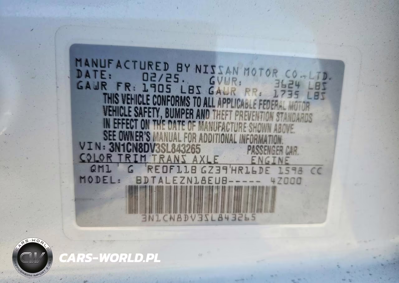 2025 Nissan Versa S VIN:3N1CN8DV3SL843265 - 13