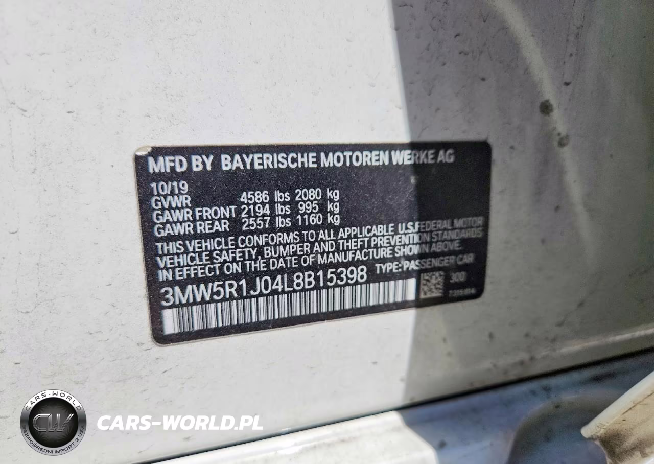 2020 BMW 330I VIN:3MW5R1J04L8B15398 - 13