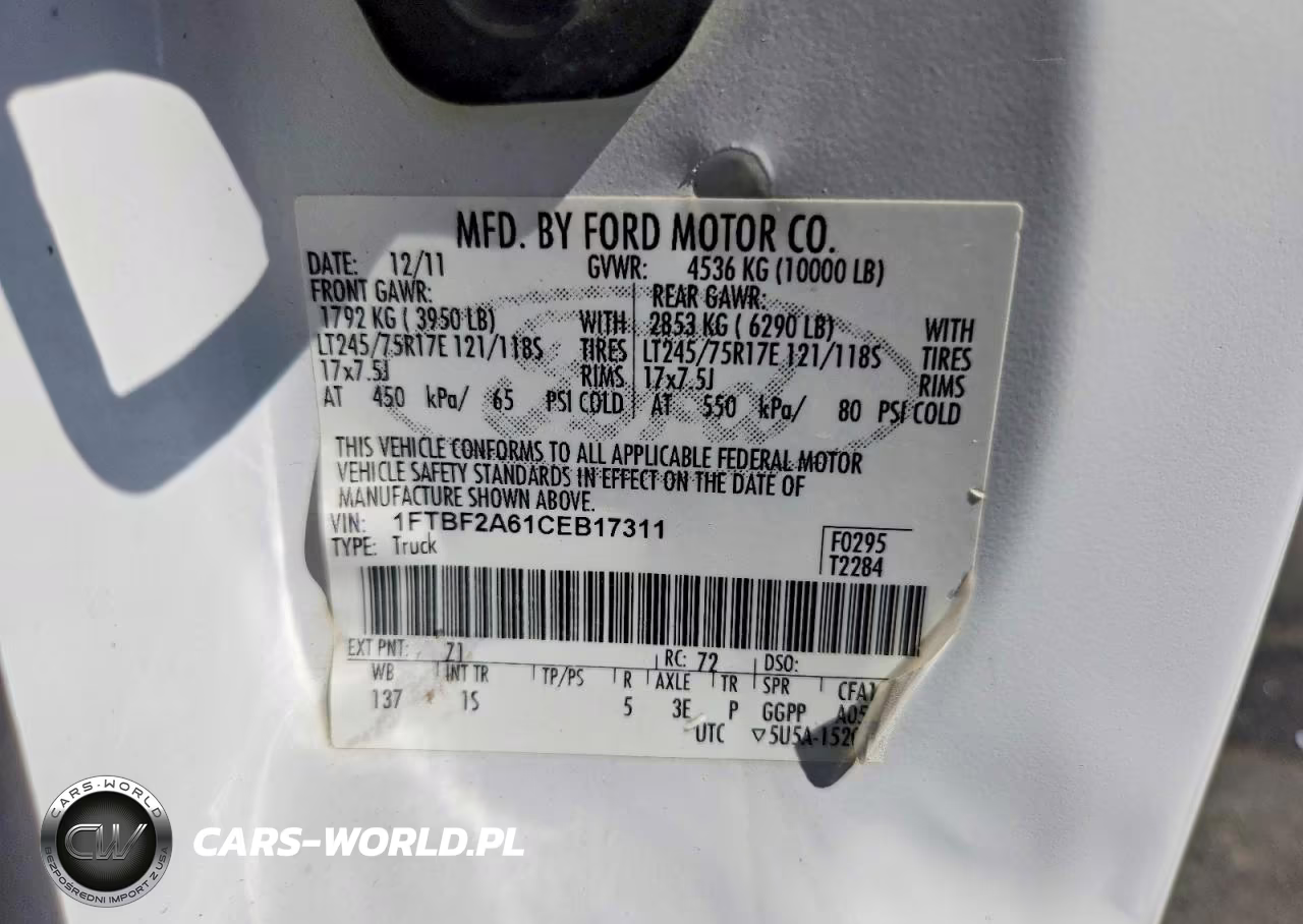 2012 Ford F250 Super Duty VIN:1FTBF2A61CEB17311 - 12