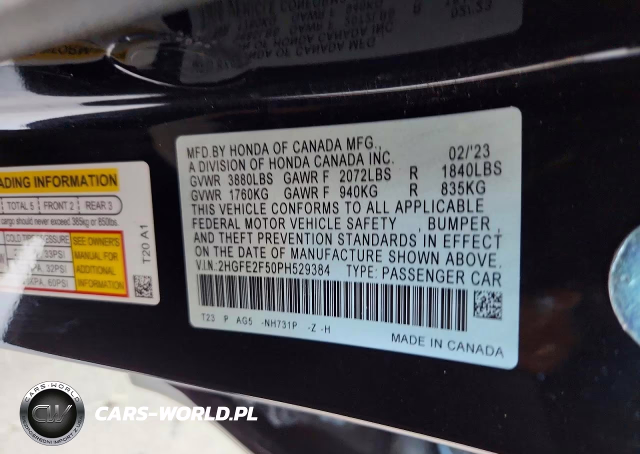 2023 Honda Civic Sport VIN:2HGFE2F50PH529384 - 12