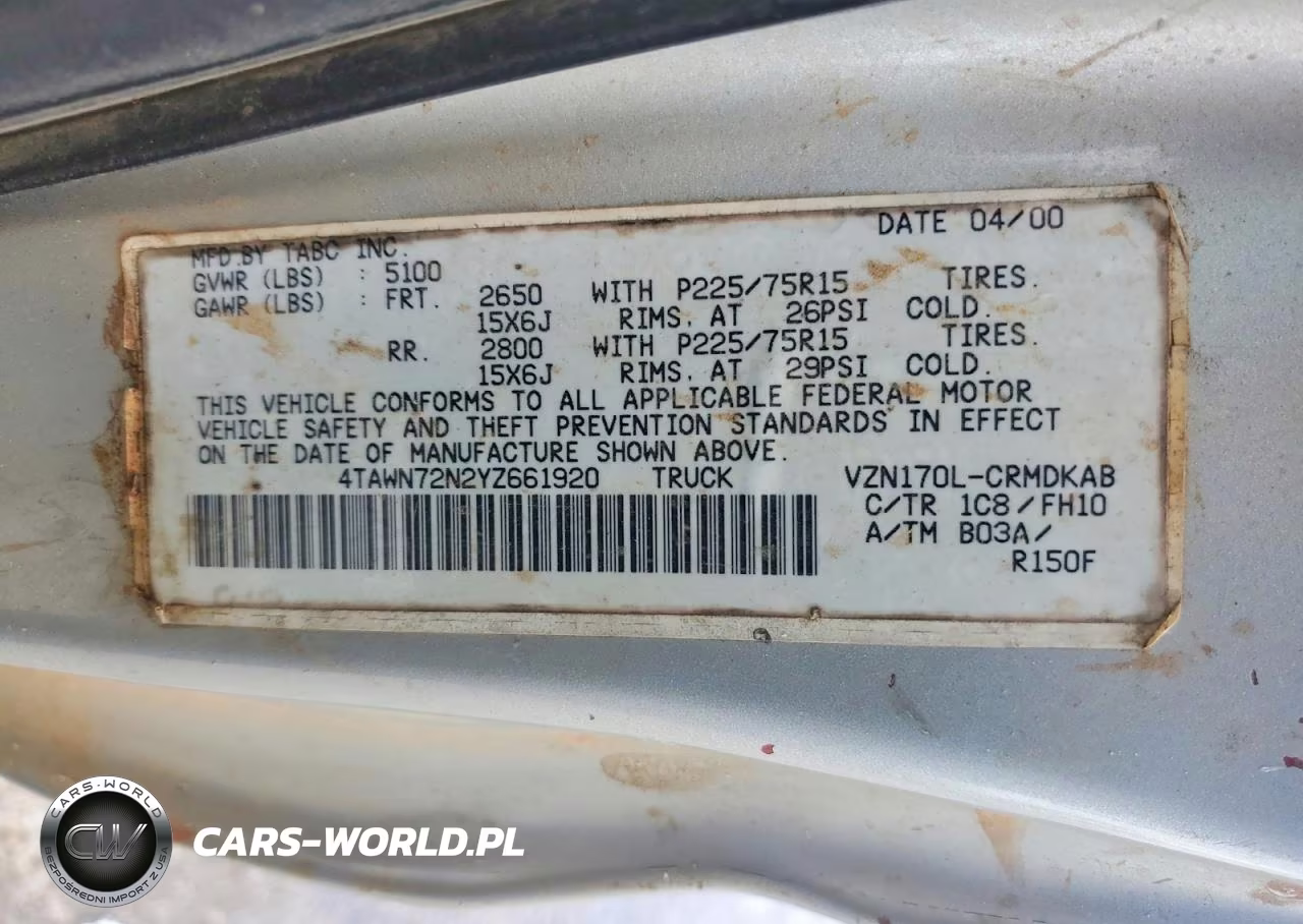 2000 Toyota Tacoma Xtracab VIN:4TAWN72N2YZ661920 - 13