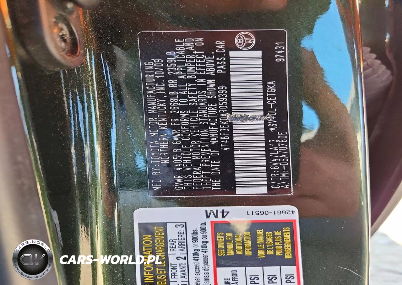 2010 Toyota Camry Xle VIN:4T4BF3EK0AR059399 - 12