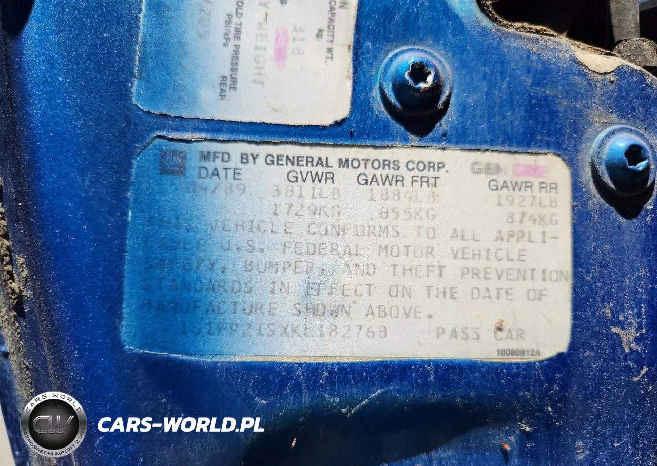 1989 Chevrolet Camaro VIN:1G1FP21SXKL182768 - 12