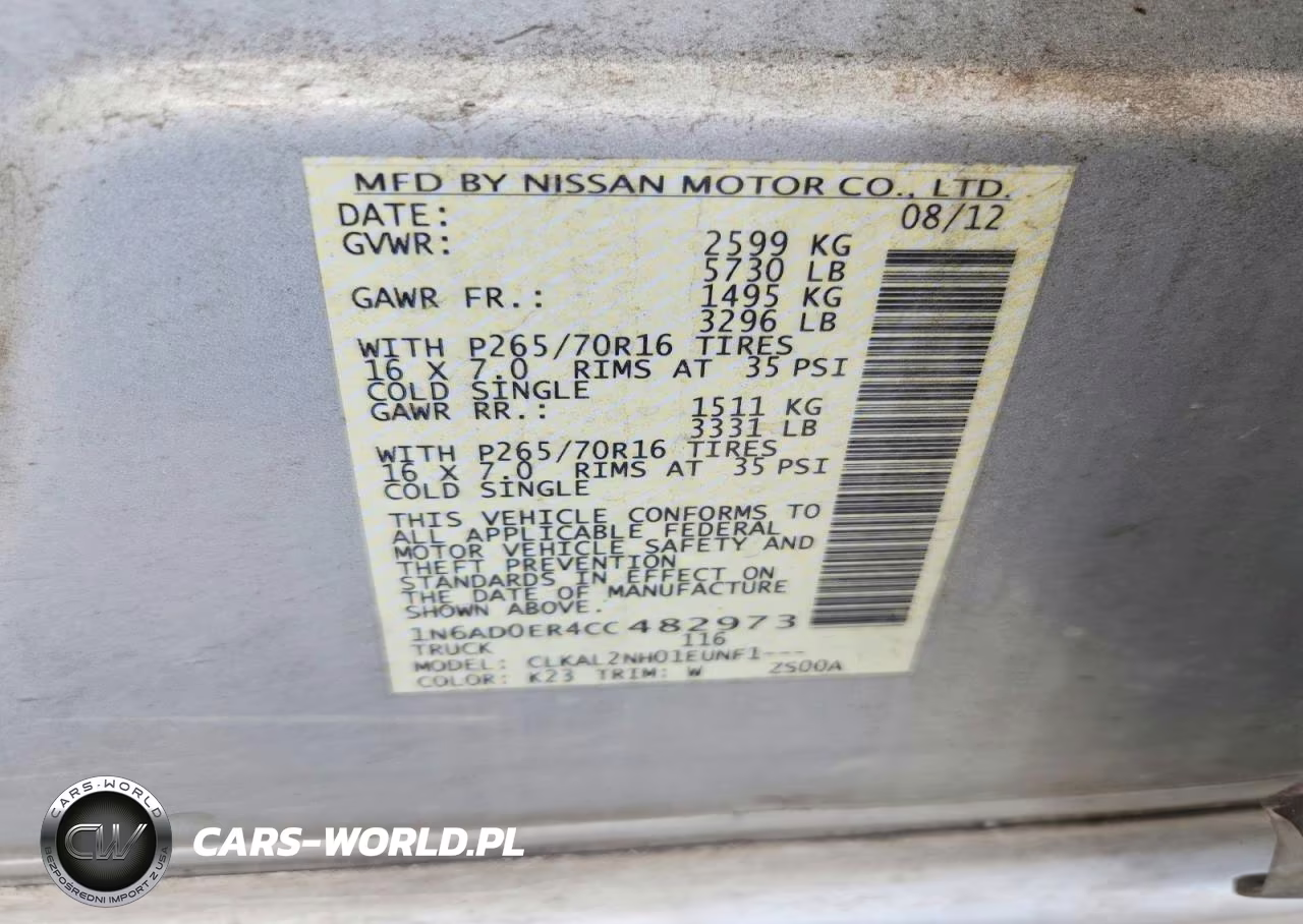2012 Nissan Frontier S-Sv-Sl-Pro-4X VIN:1N6AD0ER4CC482973 - 12