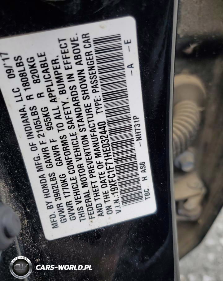 2017 Honda Civic Exl VIN:19XFC1F71HE032440 - 12