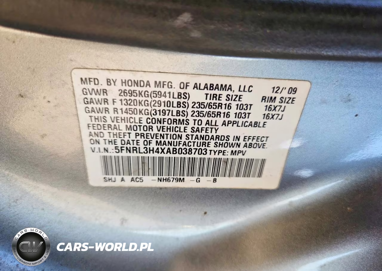 2010 Honda Odyssey Ex VIN:5FNRL3H4XAB038703 - 12