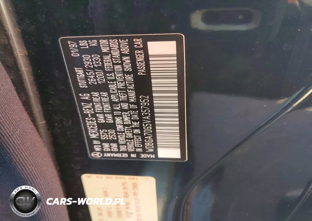 1997 Mercedes-Benz S 500 VIN:WDBGA70G5VA357952 - 12