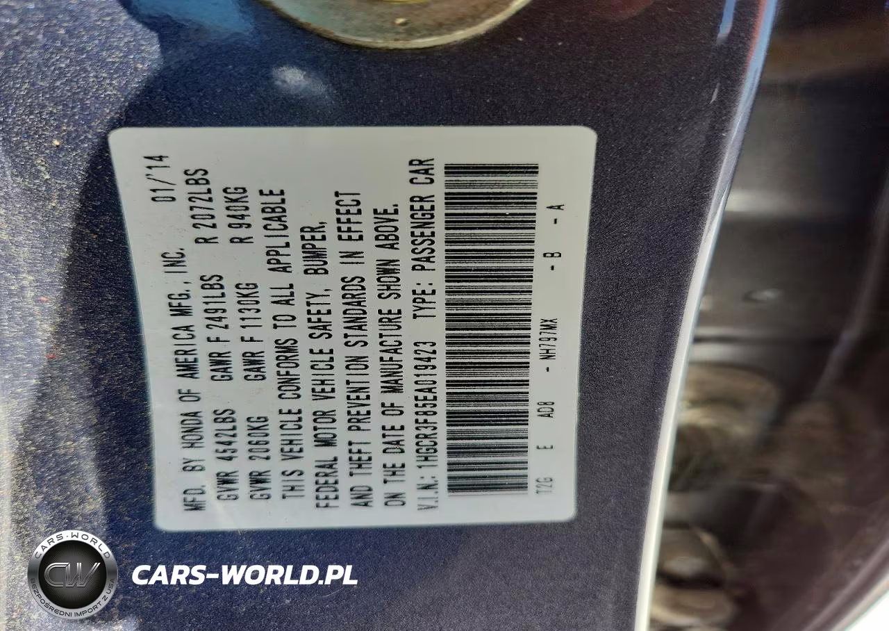 2014 Honda Accord Exl VIN:1HGCR3F85EA019423 - 13