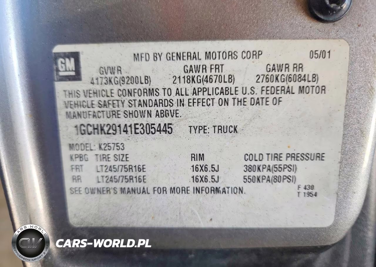 2001 Chevrolet Silverado K2500 Heavy Duty VIN:1GCHK29141E305445 - 12