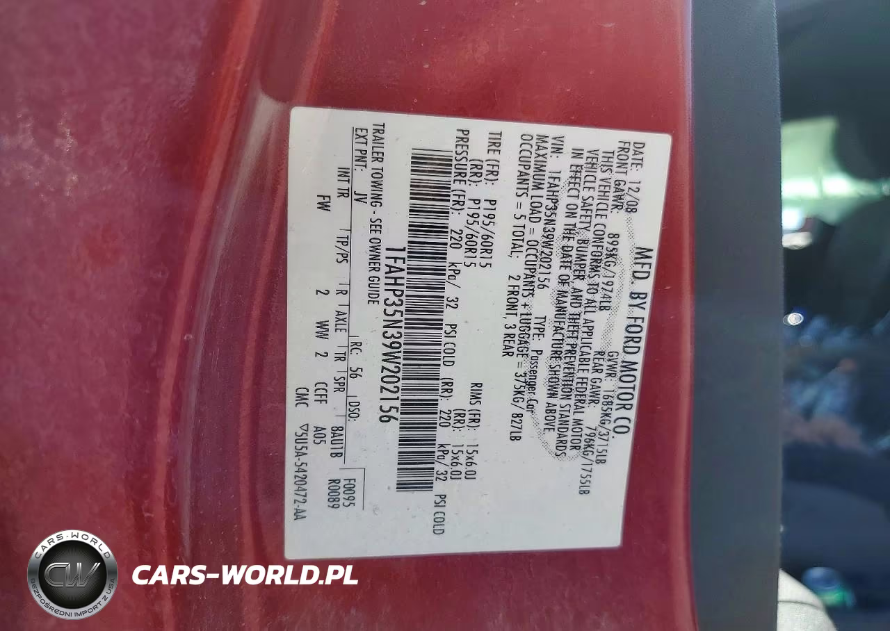 2009 Ford Focus Se VIN:1FAHP35N39W202156 - 12