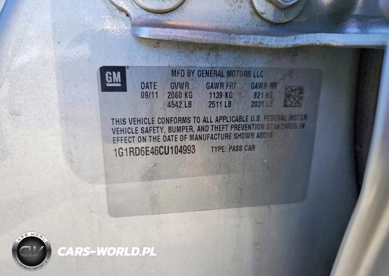 2012 Chevrolet Volt VIN:1G1RD6E46CU104993 - 13