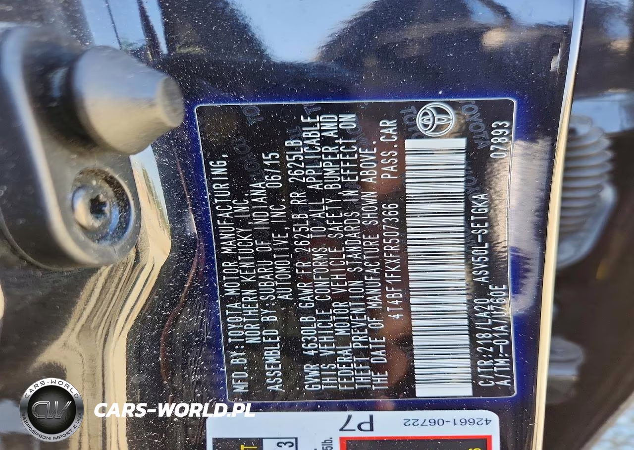 2015 Toyota Camry Xle VIN:4T4BF1FKXFR507366 - 12