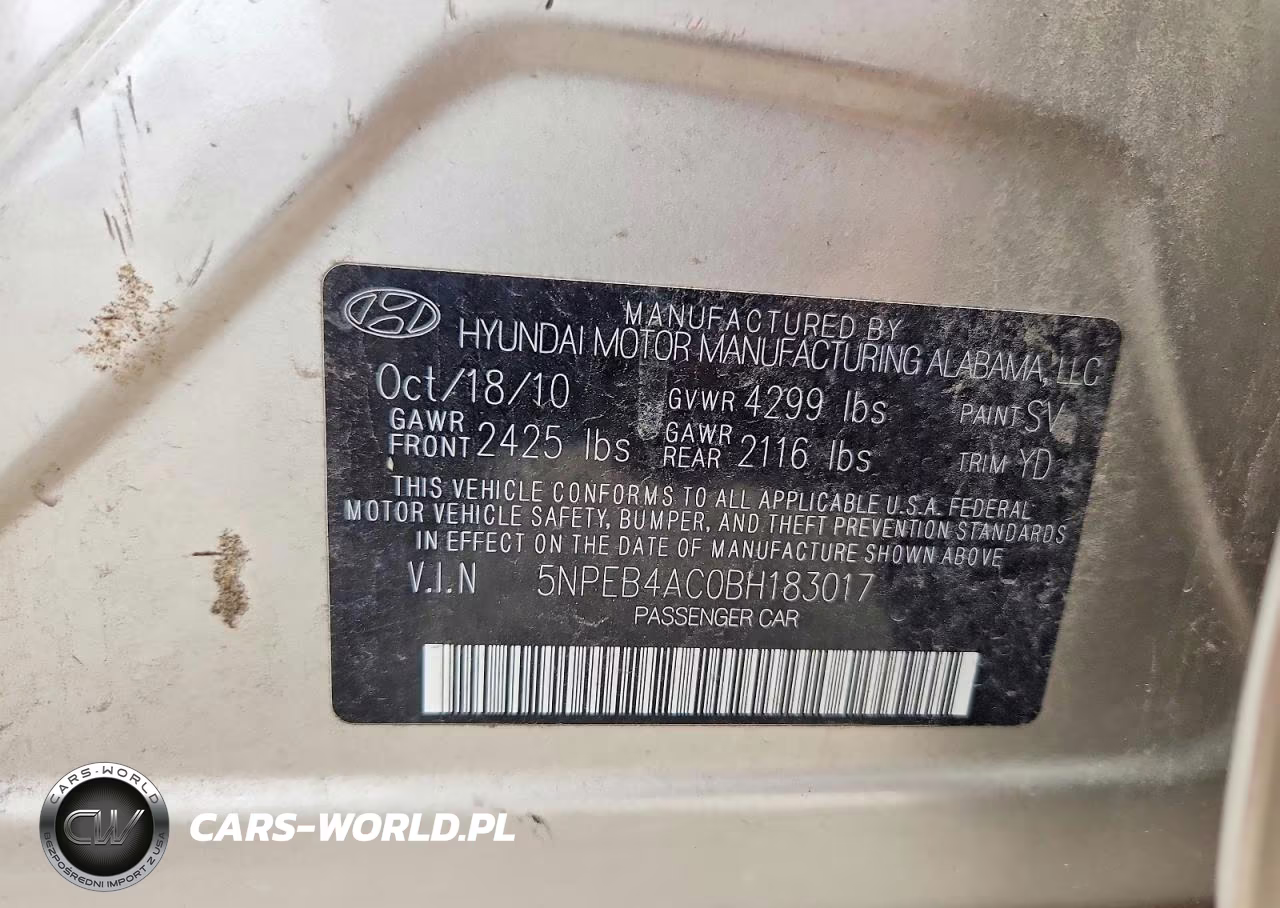 2011 Hyundai Sonata Gls VIN:5NPEB4AC0BH183017 - 12