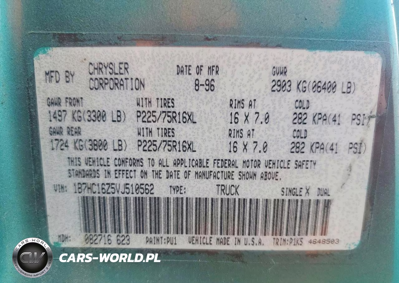 1997 Dodge Ram 1500 VIN:1B7HC16Z5VJ510562 - 12