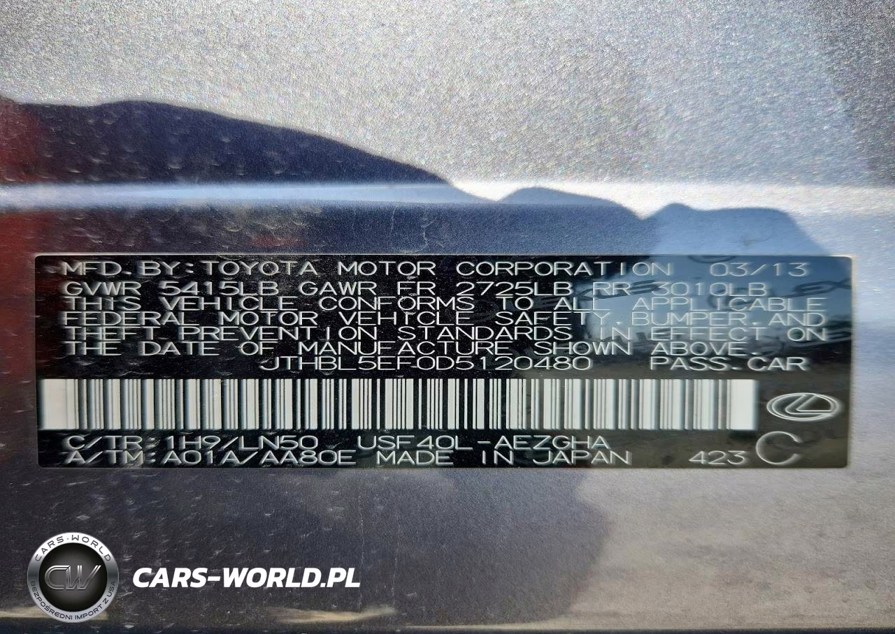 2013 LEXUS LS 460 VIN:JTHBL5EF0D5120480 - 12