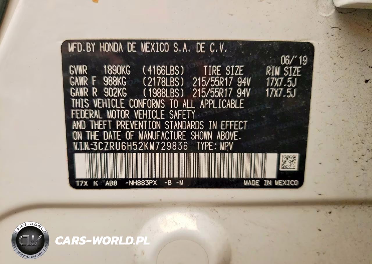 2019 Honda Hr-V Ex VIN:3CZRU6H52KM729836 - 13