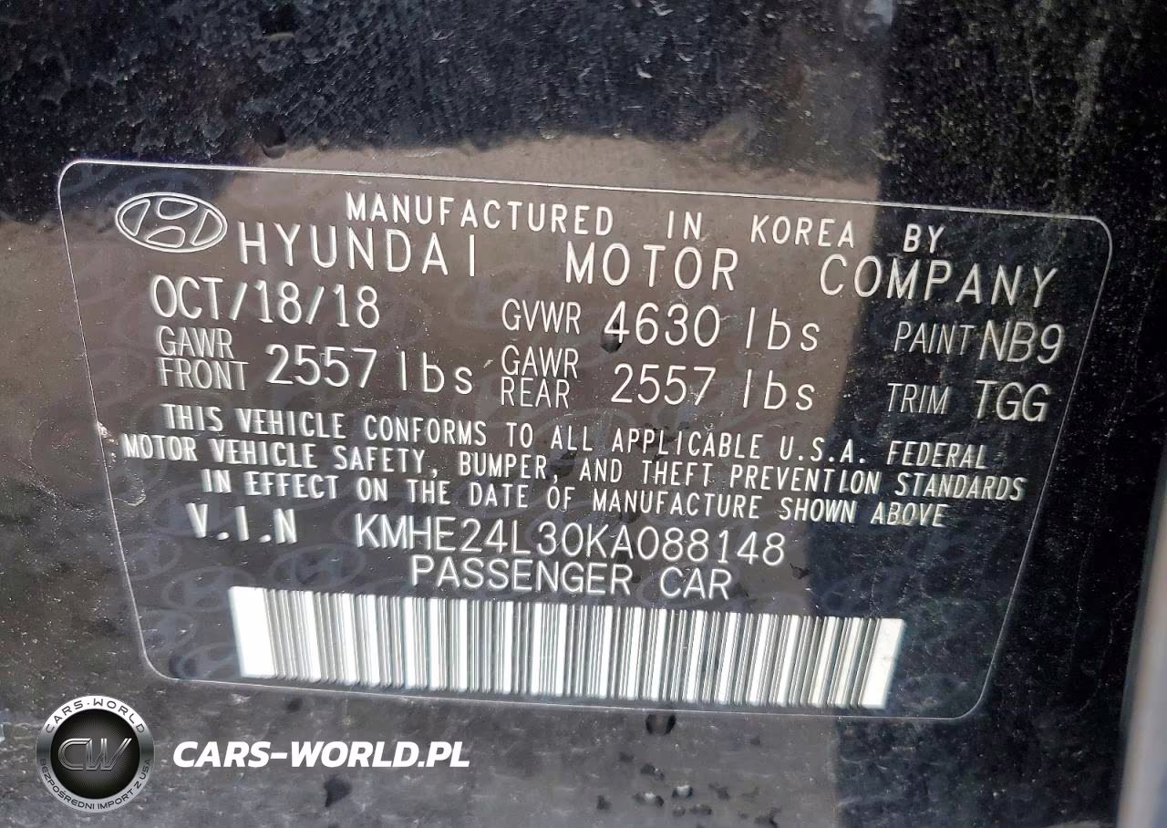 2019 Hyundai Sonata Hybrid Se VIN:KMHE24L30KA088148 - 12