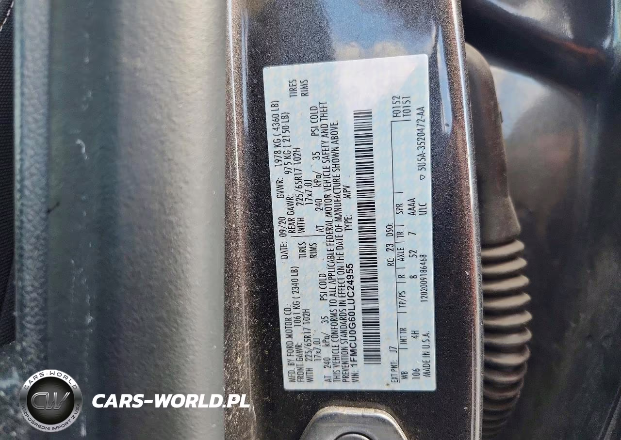 2020 Ford Escape Se VIN:1FMCU0G60LUC24955 - 13