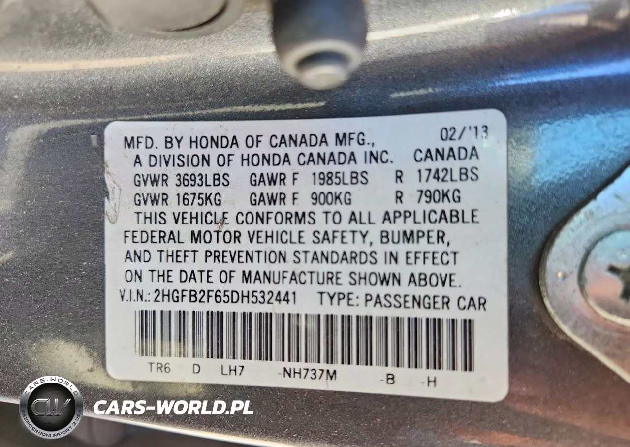 2013 Honda Civic Hf VIN:2HGFB2F65DH532441 - 13