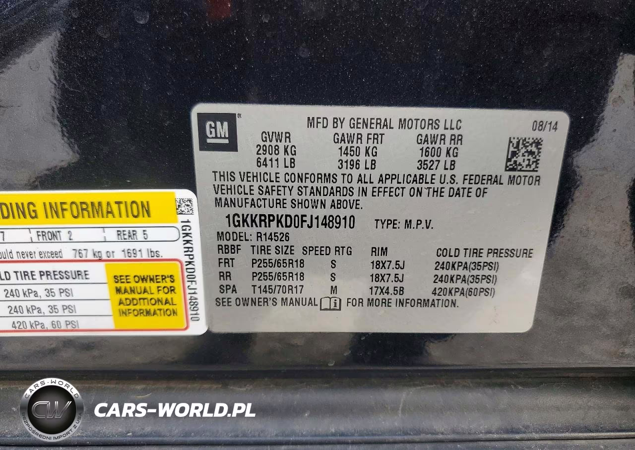 2015 GMC Acadia Sle VIN:1GKKRPKD0FJ148910 - 14