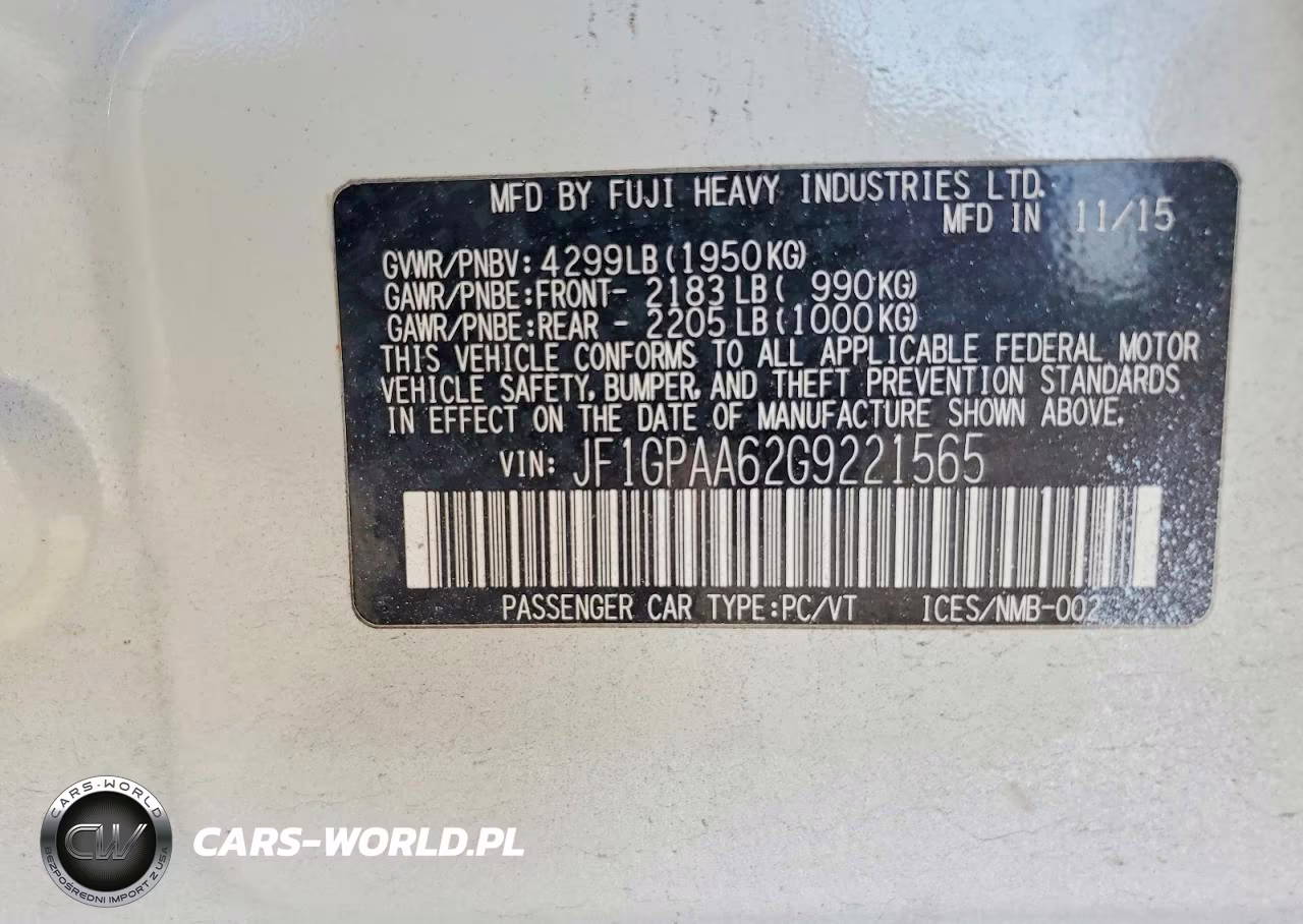 2016 Subaru Impreza VIN:JF1GPAA62G9221565 - 12