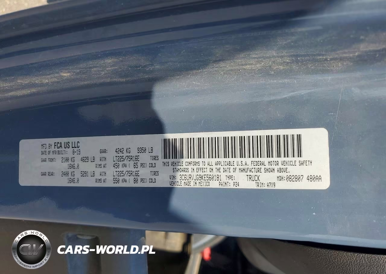 2019 Ram Promaster 3500 Delivery Van VIN:3C6URVJG9KE560181 - 13