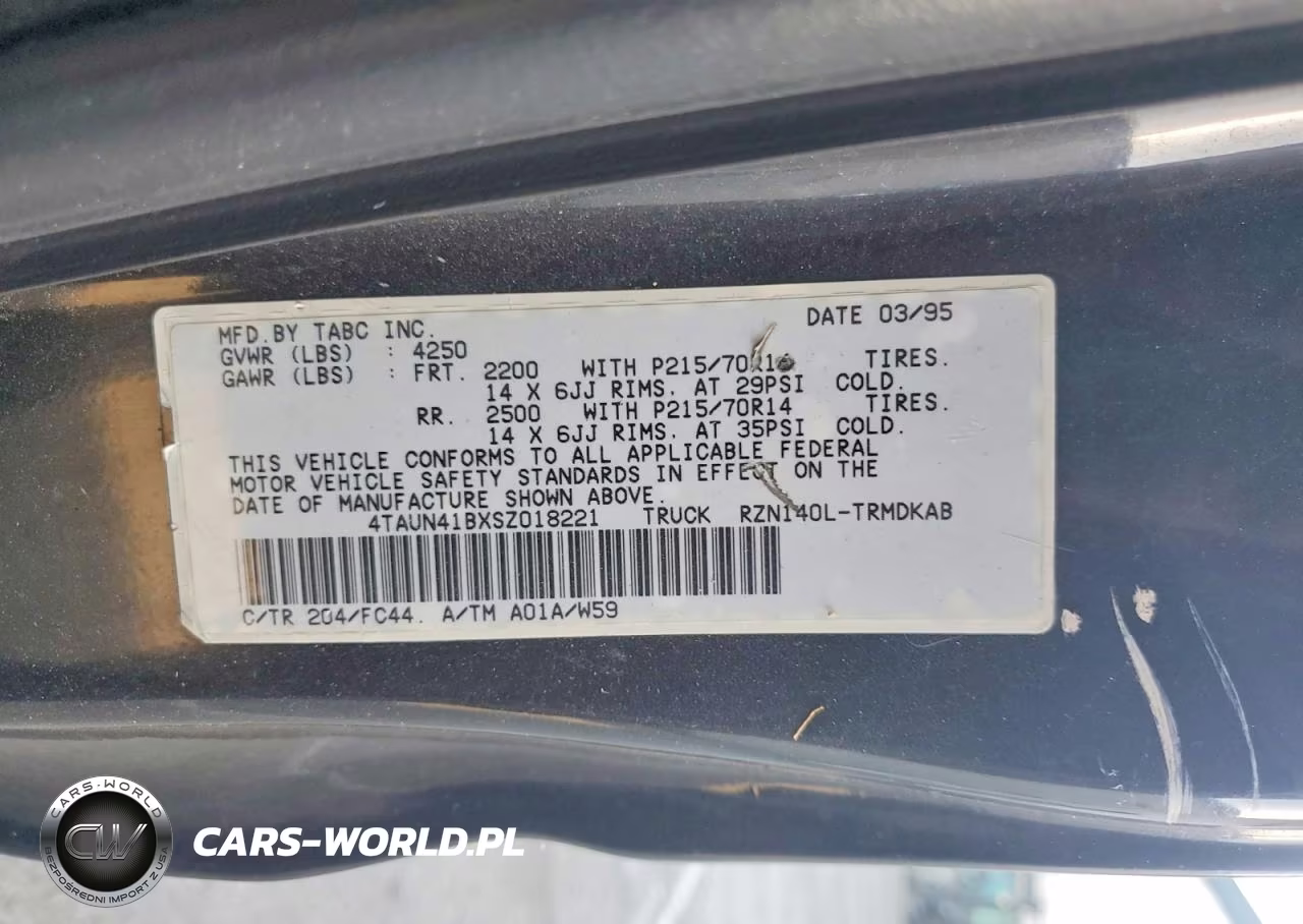 1995 Toyota Tacoma Base VIN:4TAUN41BXSZ018221 - 12