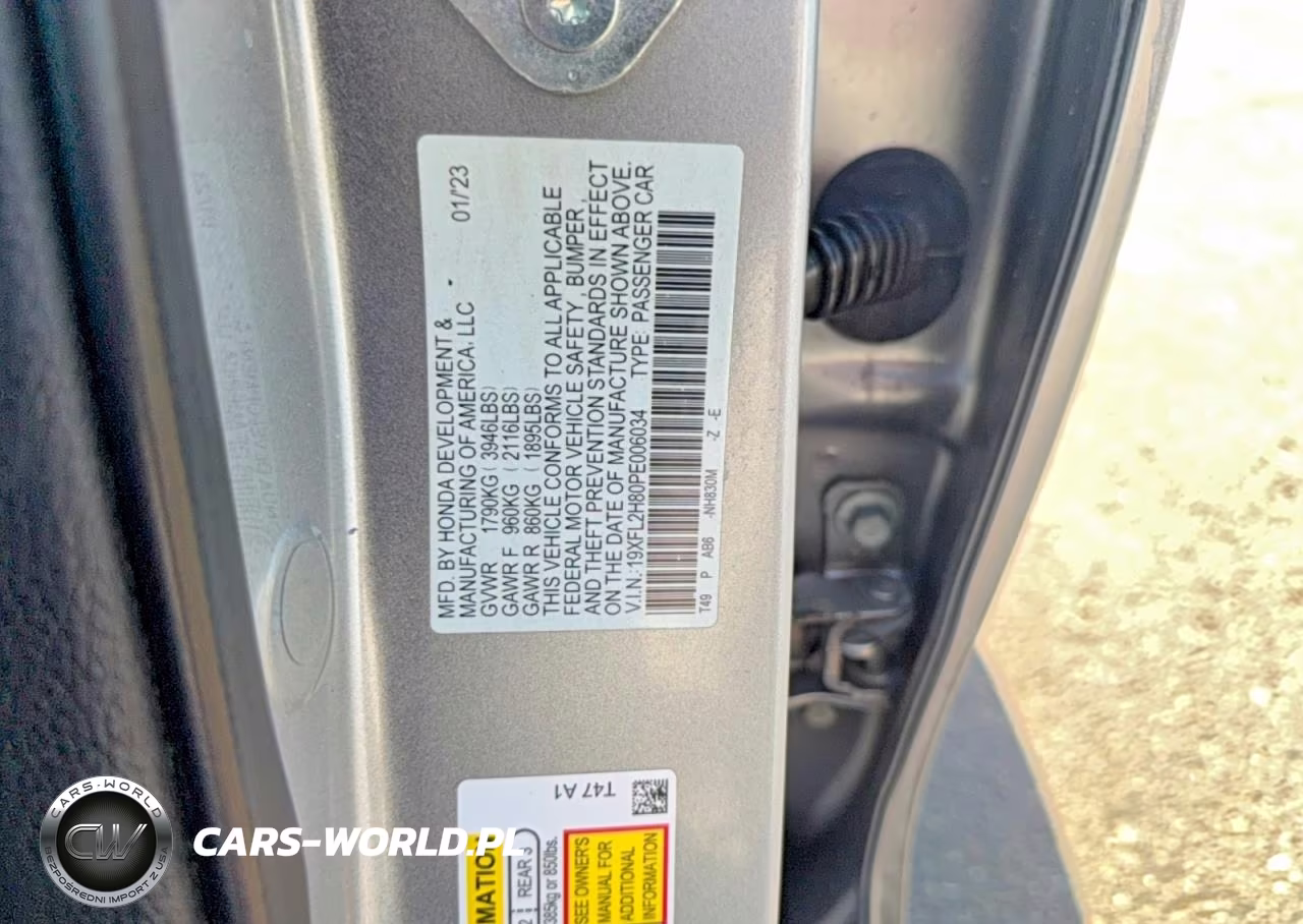 2023 Honda Civic Sport VIN:19XFL2H80PE006034 - 10