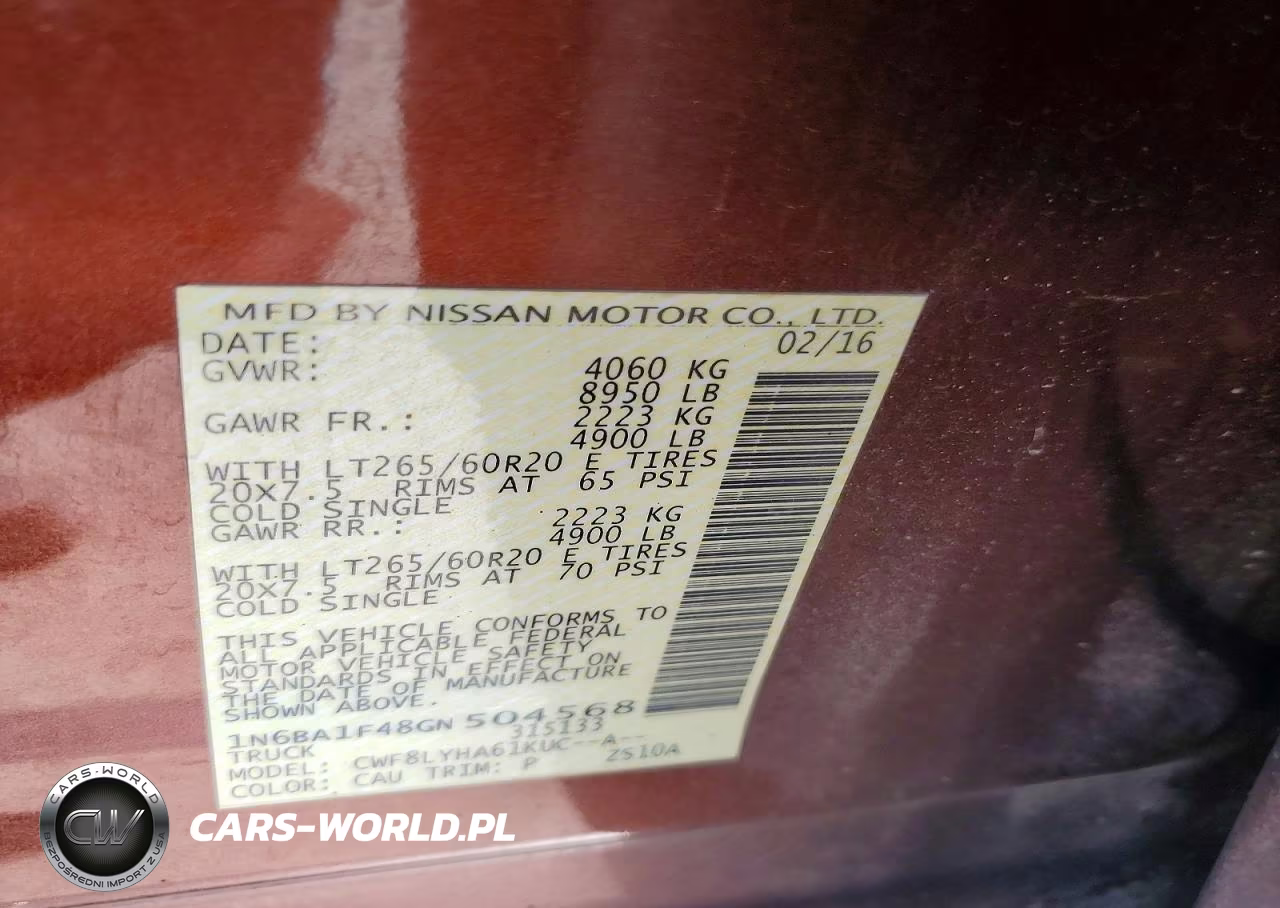 2016 Nissan Titan Xd Platinum Reserve VIN:1N6BA1F48GN504568 - 12