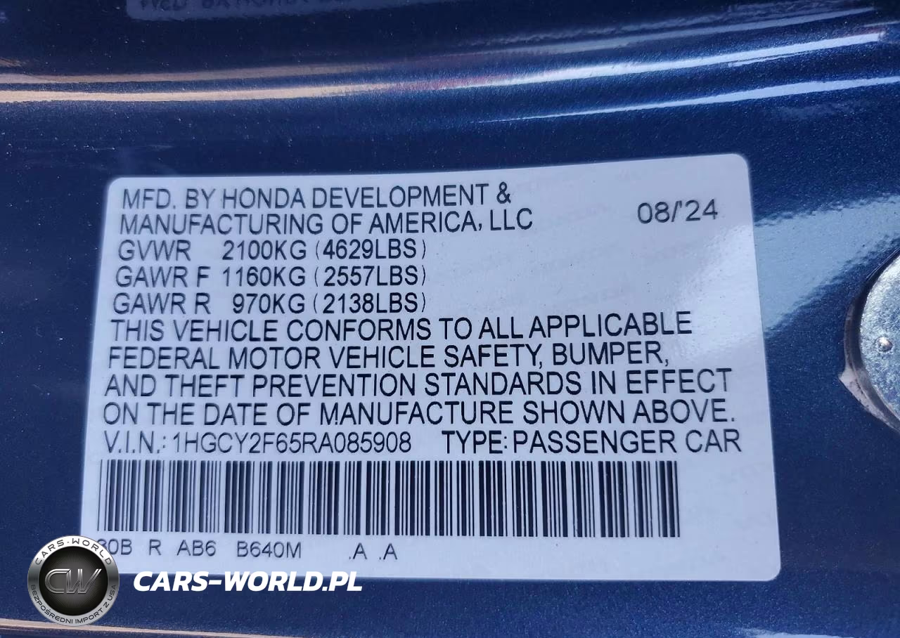 2024 Honda Accord Hybrid Exl VIN:1HGCY2F65RA085908 - 12