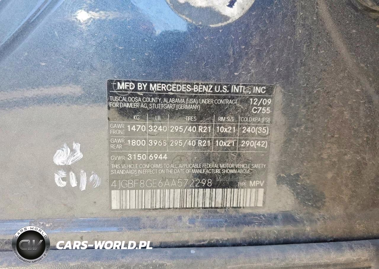 2010 Mercedes-Benz Gl 550 4Matic VIN:4JGBF8GE6AA572298 - 12