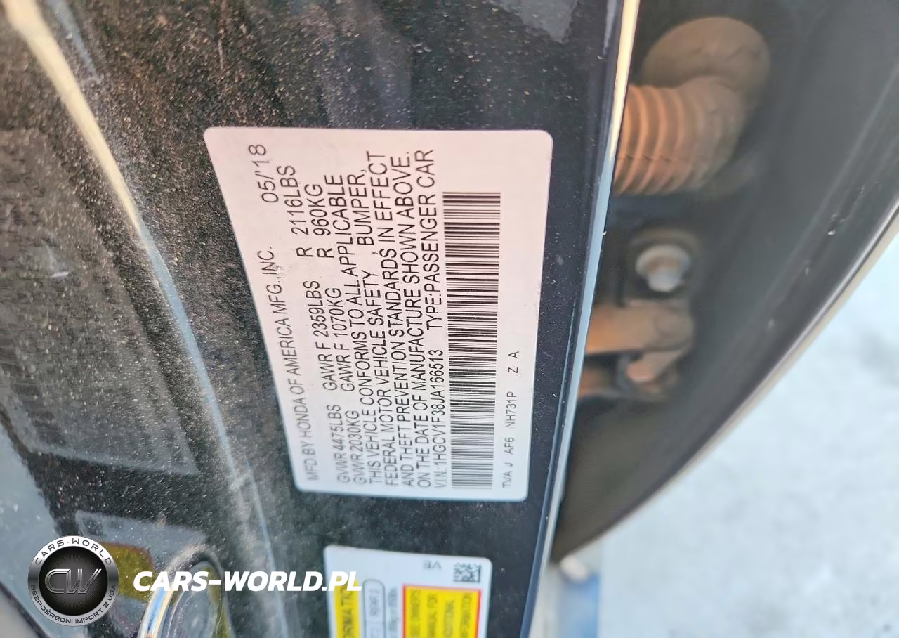 2018 Honda Accord Sport VIN:1HGCV1F38JA166513 - 13