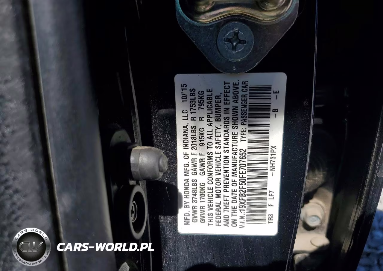 2015 Honda Civic Lx VIN:19XFB2F50FE707652 - 12