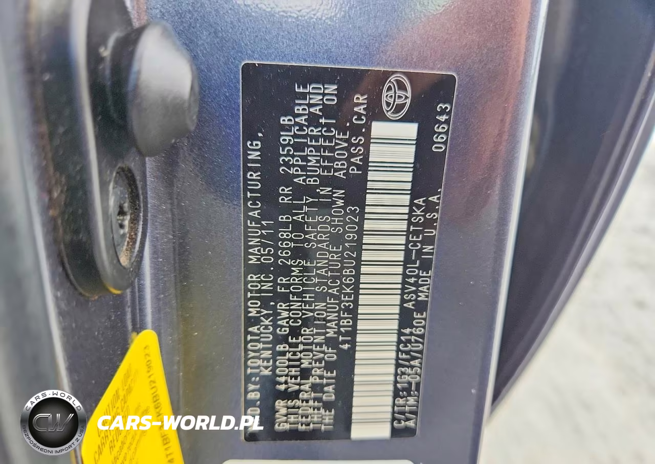 2011 Toyota Camry Se VIN:4T1BF3EK6BU219023 - 12