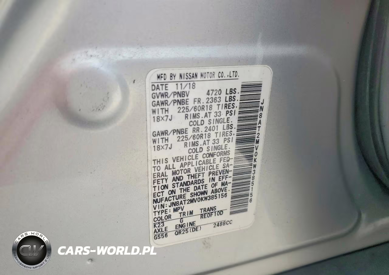 2019 Nissan Rogue Sv VIN:JN8AT2MV0KW385156 - 13