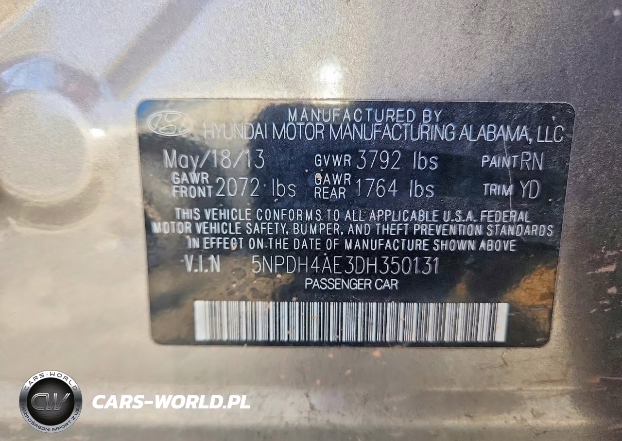 2013 Hyundai Elantra Gls VIN:5NPDH4AE3DH350131 - 12