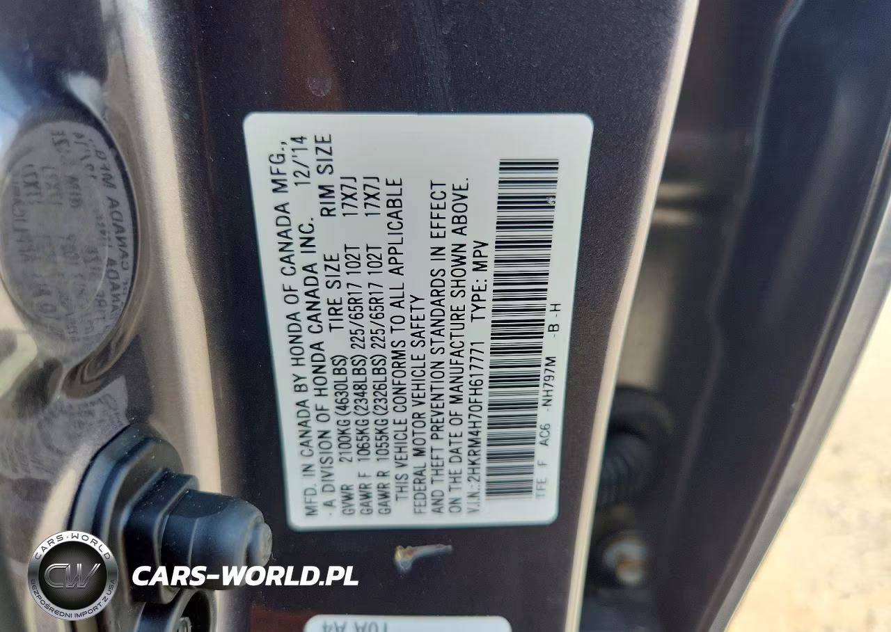 2015 Honda Cr-V Exl VIN:2HKRM4H70FH617771 - 13