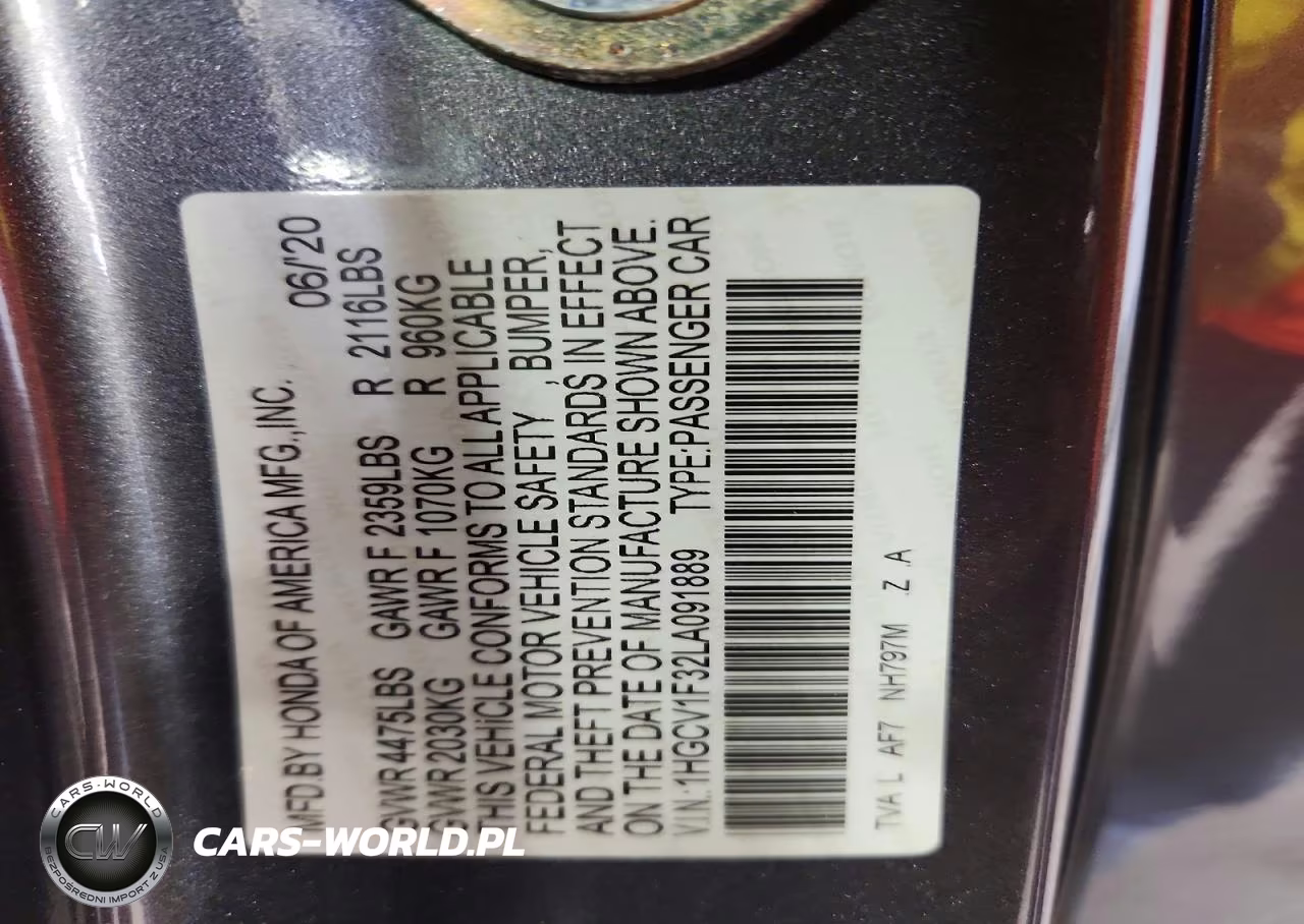 2020 Honda Accord Sport VIN:1HGCV1F32LA091889 - 13