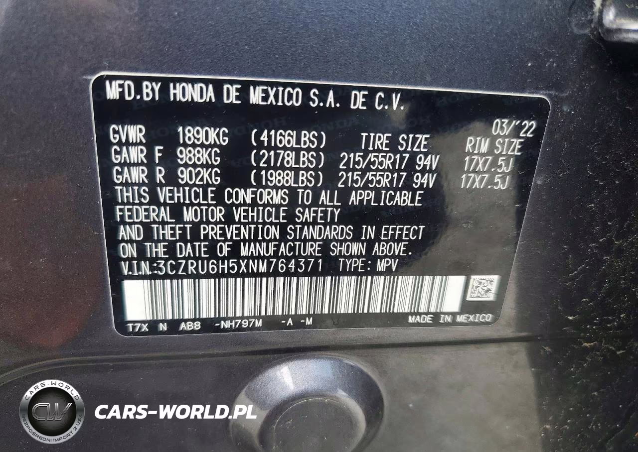 2022 Honda Hr-V Ex VIN:3CZRU6H5XNM764371 - 13