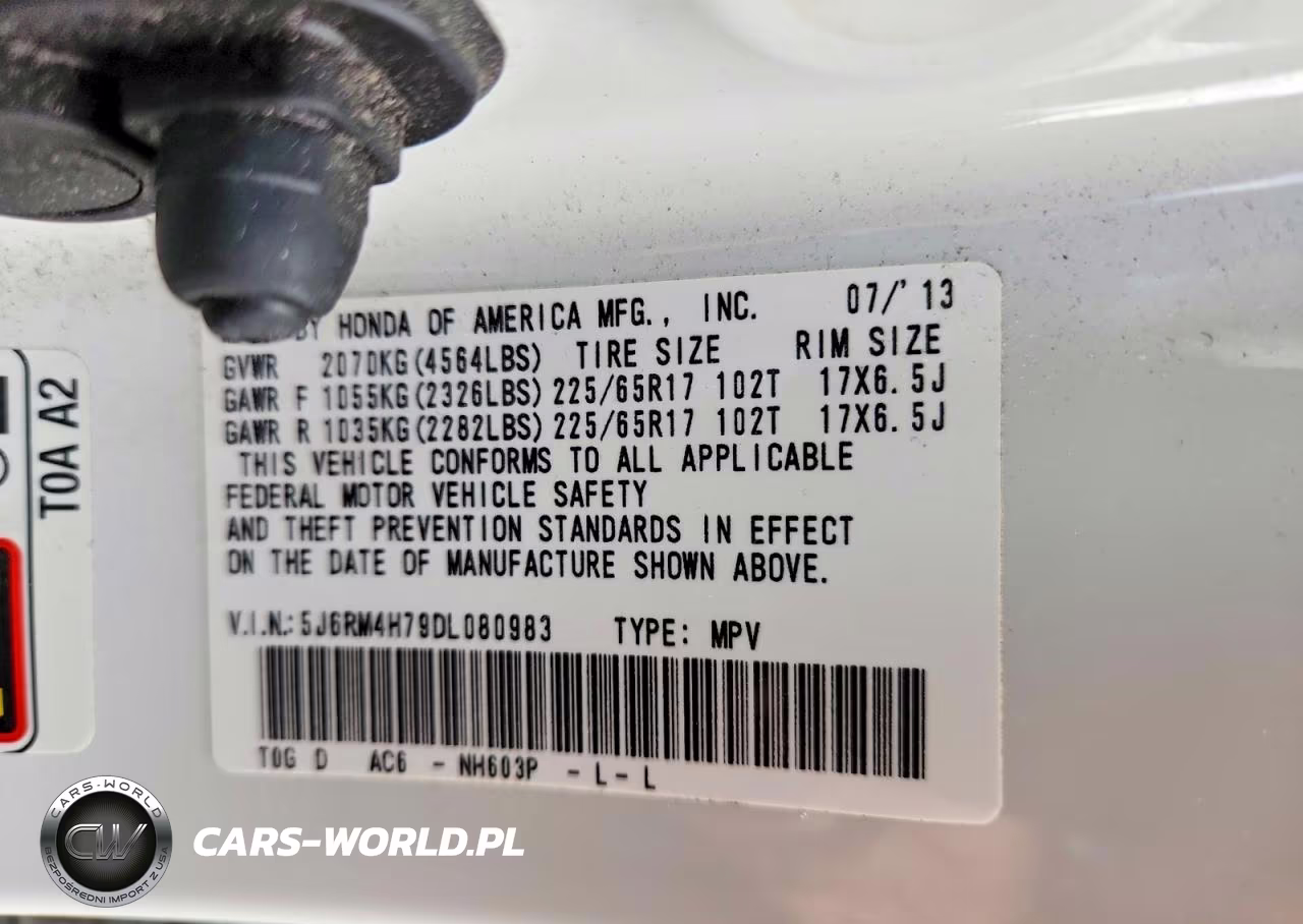 2013 Honda Cr-V Exl VIN:5J6RM4H79DL080983 - 13