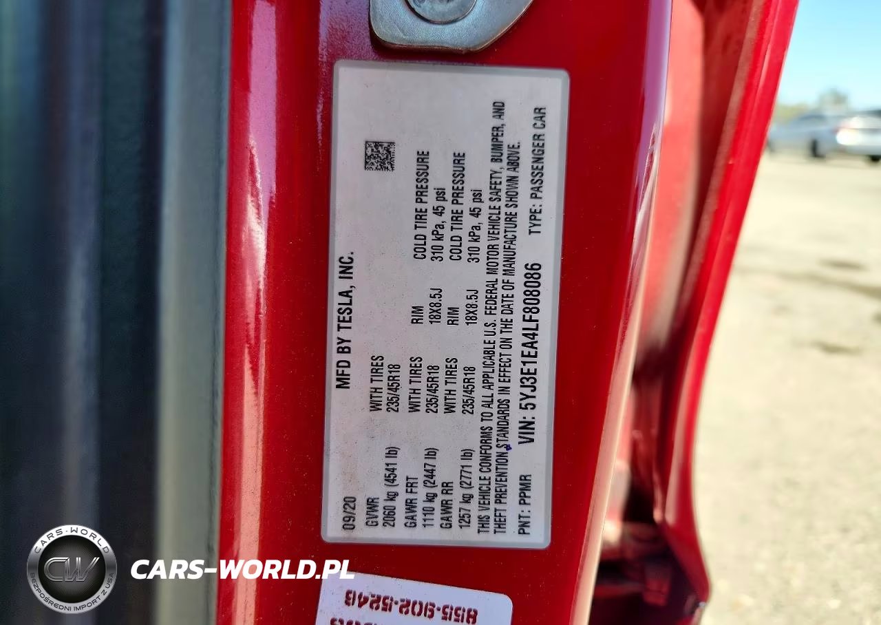 2020 Tesla Model 3 VIN:5YJ3E1EA4LF808086 - 12