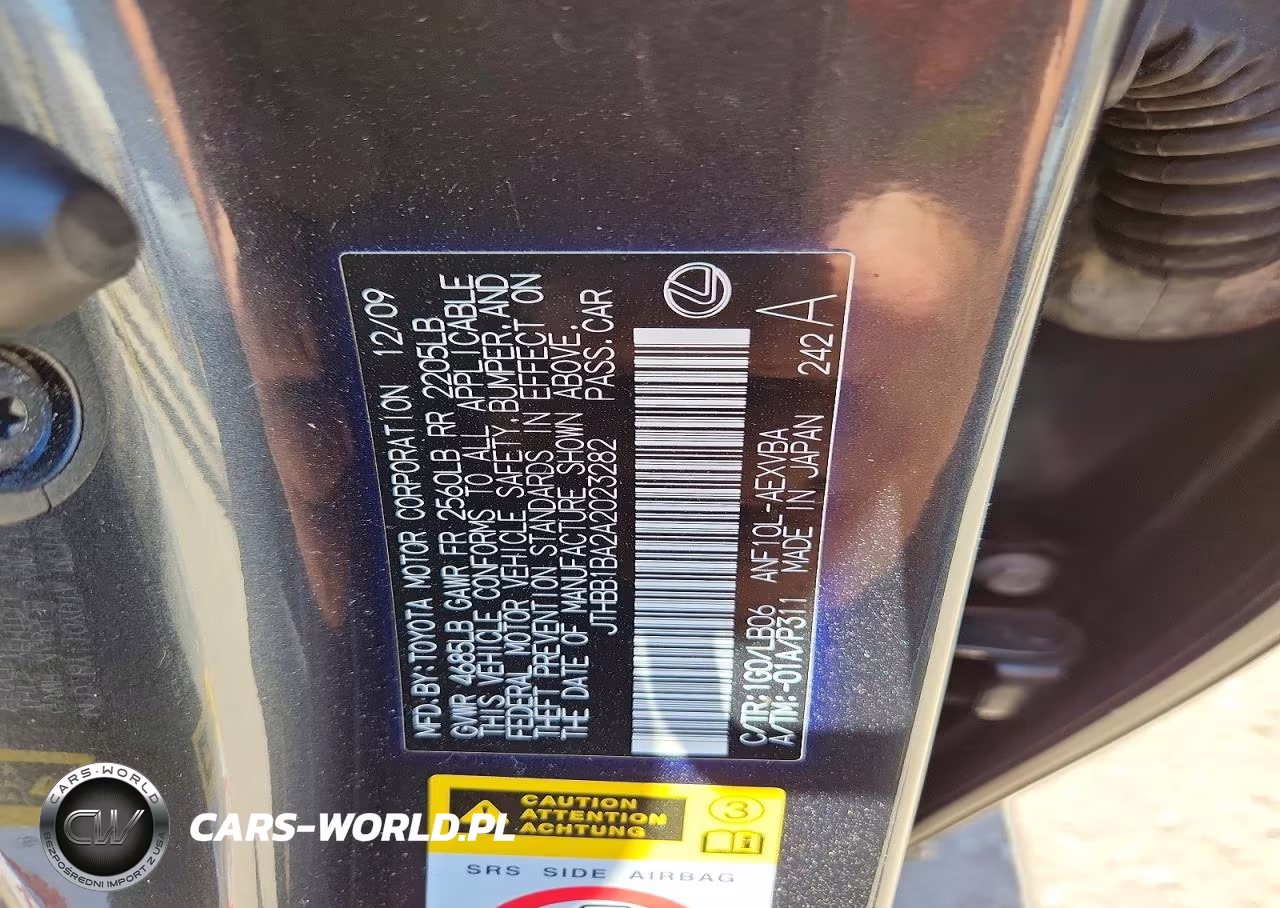 2010 Lexus Hs 250H VIN:JTHBB1BA2A2023282 - 12
