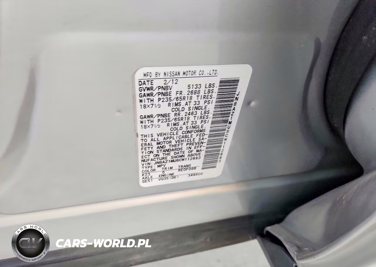 2012 Nissan Murano Sl VIN:JN8AZ1MU8CW112693 - 13
