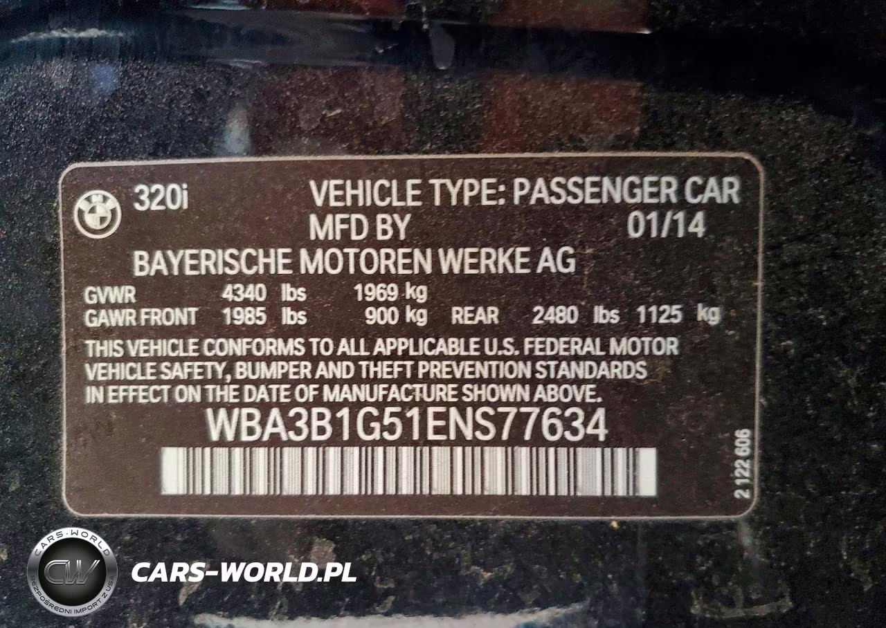 2014 BMW 320 I VIN:WBA3B1G51ENS77634 - 12